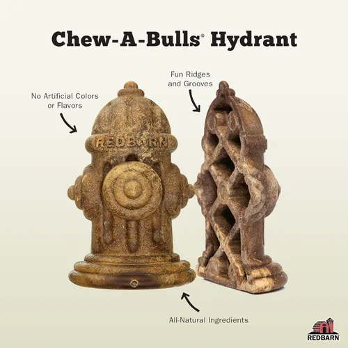 Miniatura 2 de Redbarn Chew-A-Bulls, paquete de 12 – Golosinas dentales para perros de forma de hidrante mediano – Cuidado bucal diario con divertidas crestas