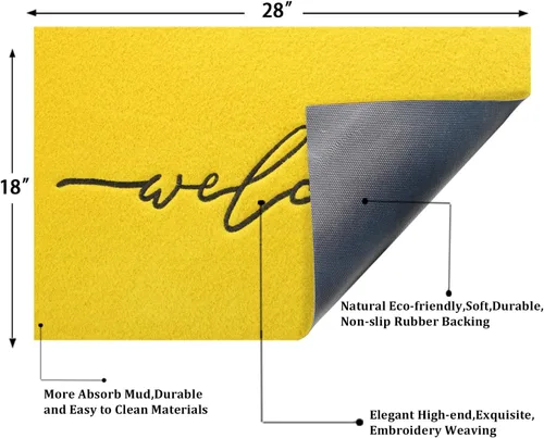 Miniatura 3 de AAZZKANG Alfombra Amarilla para Puerta Exterior Alfombra de Bienvenida para Puerta Interior, Alfombra Antideslizante de Goma para Puerta, Alfombras