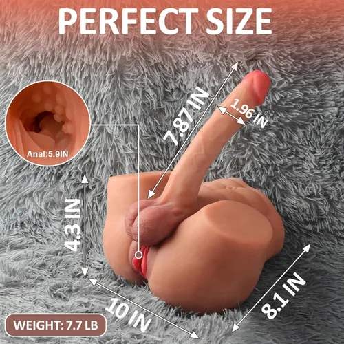 Miniatura 4 de Muñeca sexual transexual de 7.7 libras, torso con pene vagina anal, juguetes sexuales gay 3 en 1, consolador realista, coño de bolsillo