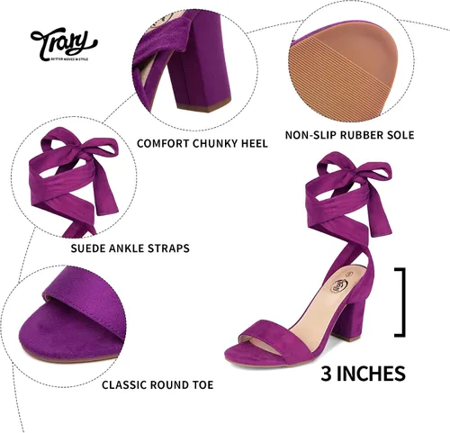 Miniatura 3 de Trary - Sandalias de tacón grueso con cordones para mujer
