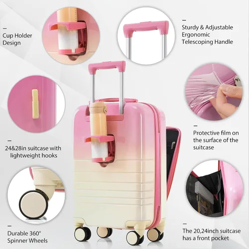 Miniatura 17 de Merax Juego de equipaje rígido ABS expandible de 3 piezas con rueda giratoria Maleta TSA Lock Suit Case, Negro -, Juego de 2 piezas, Equipaje