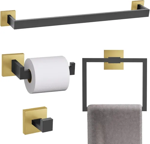 Miniatura 21 de TURS Juego de 4 piezas de accesorios de baño de 24 pulgadas, juego de toalleros de baño de acero inoxidable para montaje en pared, juego de Cromo