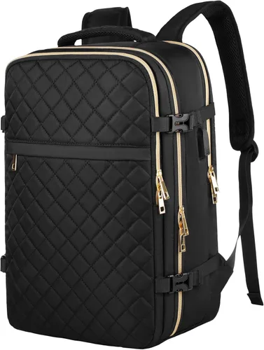 MOMUVO Mochila de viaje para mujer, mochila de mano aprobada por aerolíneas, mochila para laptop de 15.6 pulgadas con puerto de carga USB, mochila