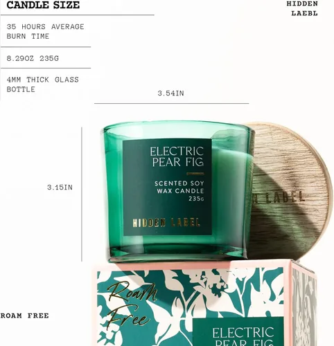 Miniatura 3 de Vela eléctrica perfumada de higo de pera, cera de soja natural de 8.3 onzas, velas perfumadas de vacaciones para el hogar, 45 horas de combustión