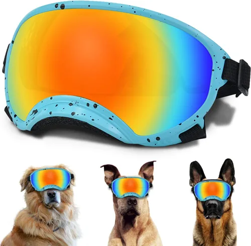 Miniatura 12 de Gafas de sol grandes para perros con correa ajustable, protección UV, a prueba de victorias, adecuadas para perros medianos y medianos