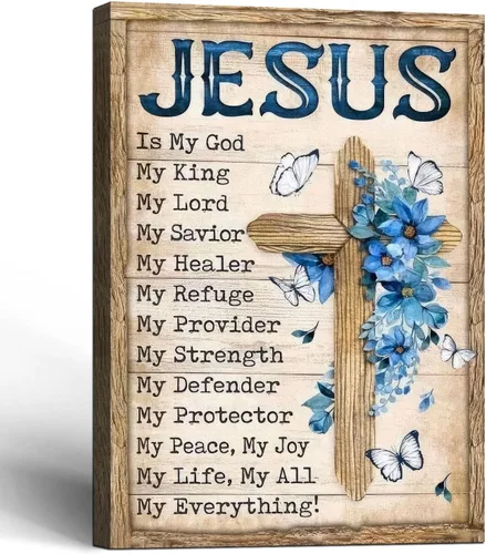 Miniatura 14 de Cuadro enmarcado de cruz de Jesús en lona para pared, arte impreso en blanco y negro, pintura cristiana, póster inspiradora, Jesús católico