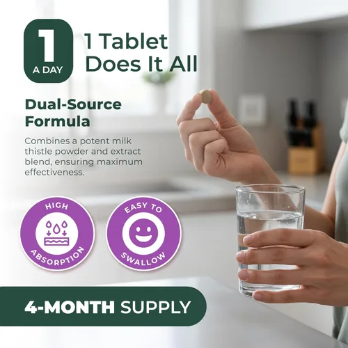 Miniatura 6 de PurePremium Suplemento de cardo mariano con extracto de silimarina – Suplemento complejo de salud de apoyo hepático de 450 mg – Mantiene la función