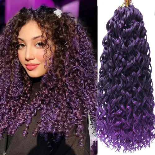 Miniatura 29 de GoGo Curl Crochet Hair 18 pulgadas onda de agua pelo sintético bohemio ganchillo trenzado jengibre onda profunda extensiones de cabello trenzado