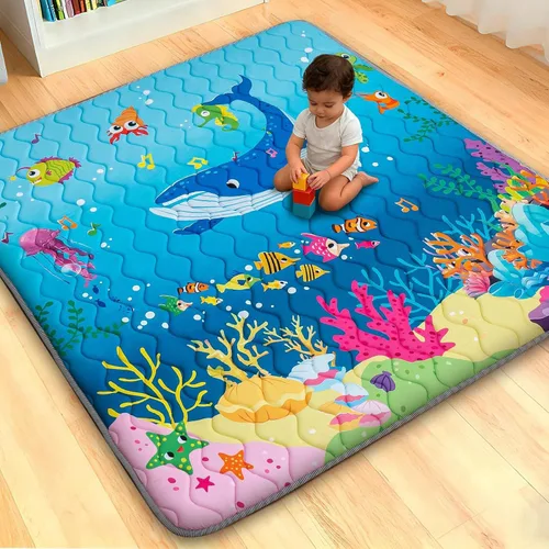 Miniatura 10 de RONGFA Alfombra de juego para bebé para suelo, 71 x 59 pulgadas, espuma gruesa, suave, acolchada, alfombra para corralito para niños pequeños, Piano