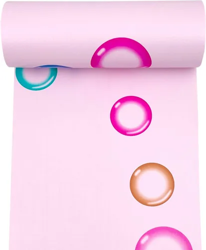 Miniatura 4 de Papel tapiz extraíble de burbujas rosadas con borde autoadhesivo de PVC para decoración de pared de habitación de niños, 6 pulgadas de ancho