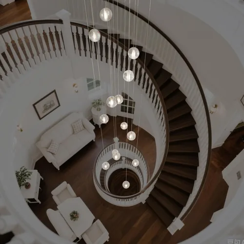 Miniatura 5 de Lámpara de escalera de 25 luces para techo alto, lámpara colgante de gota de lluvia de cristal moderno ajustable, luz colgante larga y grande