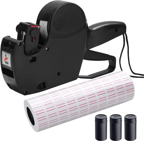 MX-5500 Pistola de precio de 8 dígitos con 5000 etiquetas adhesivas blancas y 3 tintas adicionales, pistola de precios para marcado de tiendas de