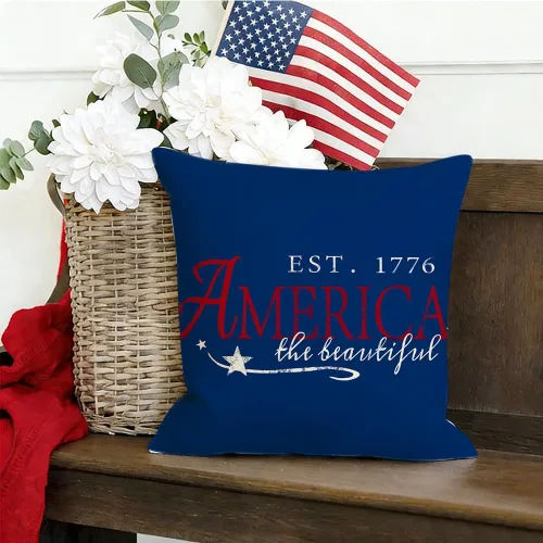Miniatura 8 de RABUSOFA Fundas de almohada para el 4 de julio, 18 x 18 pulgadas, letreros patrióticos, rojo, blanco y azul, Día de la Independencia, 4 de julio