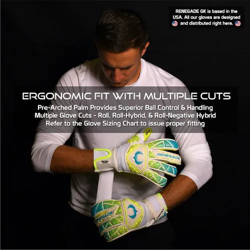 Miniatura 6 de Renegade GK Vortex - Guantes de portero con protector microbiano (tallas 6-11, 3 estilos, nivel 3) Hyper Grip de 3.5+0.118 in y súper malla Wraith