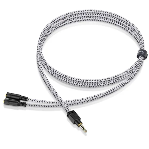 Miniatura 12 de DUKABEL Divisor de auriculares, cable divisor de 0.138 in para auriculares [trenzado fino y chapado en oro], cable auxiliar de audio estéreo en Y