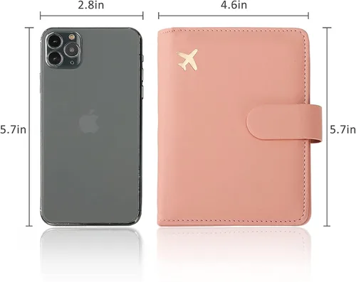 Miniatura 7 de Soporte para pasaporte y tarjetero de vacunación, para mujer, soporte para pasaporte RFID con ranura para tarjeta de vacuna, impermeable, funda