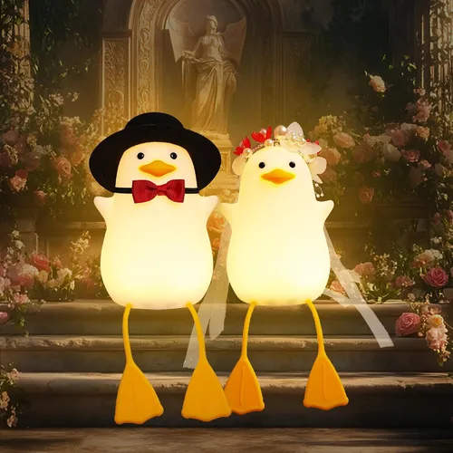 Miniatura 5 de Benson Luz Nocturna de Pato Novia - Lámpara de Pato Linda con Tocado de Flores, Luz Cálida Regulable y Temporizador para Habitación, Cumpleaños