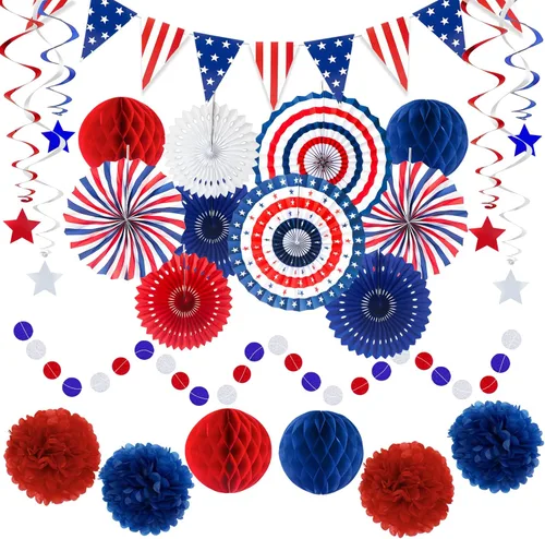 Miniatura 11 de 24 decoraciones de fiesta negras y doradas, abanicos de papel, guirnaldas de pompones de panal, suministros colgantes reutilizables para graduación