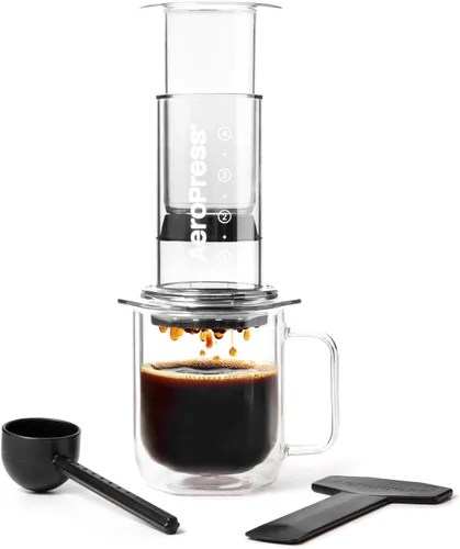 AeroPress Prensa de café transparente – Prensa francesa todo en uno, cafetera manual estilo vertido y espresso, preparación de 2 minutos para menos
