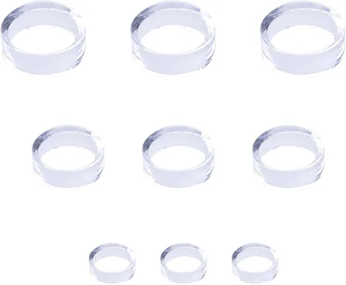 Miniatura 7 de sowaka 9 soportes de exhibición acrílicos transparentes pequeños redondos para anillos de béisbol, soportes de caballete para pelotas de tenis