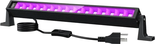 Barra de luz LED negra de 38 W, barras de luz negra con enchufe e interruptor, área de 22 x 22 pies para fiesta brillante, fiestas de Halloween,