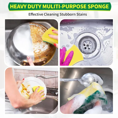 Miniatura 3 de Esponjas de cocina, paquete de 24 esponjas para platos resistentes, esponjas de limpieza para platos, utensilios de cocina sin revestimiento