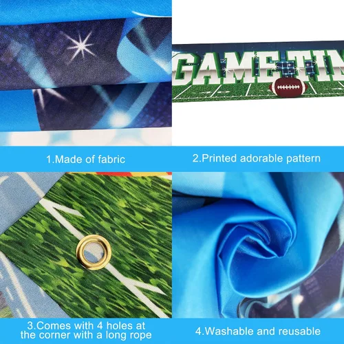 Miniatura 3 de KatchOn, Cartel grande de fútbol para patio, 120 x 20 pulgadas, telón de fondo de estadio de fútbol, decoraciones de fiesta de cumpleaños, telón