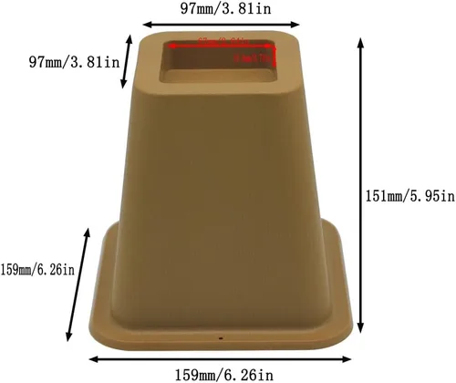Miniatura 3 de HomeRoots Elevadores de cama ajustables y elevadores de muebles, elevadores de mesa de plástico resistente de 3, 5 u 8 pulgadas para cama y sofá