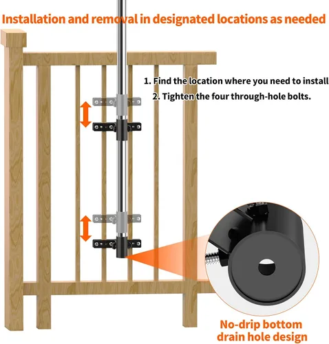 Miniatura 4 de Soporte para sombrilla de balcón para exteriores, soporte de metal ajustable resistente para patio, abrazadera de montaje para valla, barandilla