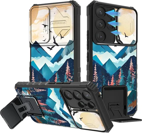 Miniatura 220 de Funda para Samsung Galaxy S22 Ultra 5G, Galaxy S22 Ultra con cubierta de cámara deslizante, funda resistente de doble capa con función atril Black