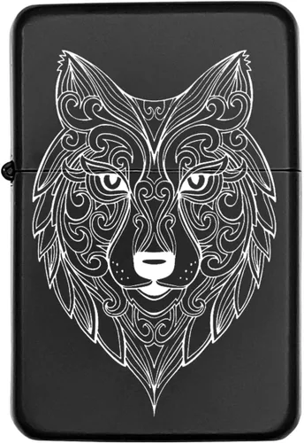 Miniatura 8 de Groomsman - Encendedor personalizado a prueba de viento negro mate, grabado láser gratuito para él, marido, padre, padrinos de boda Yin-yang-tigre