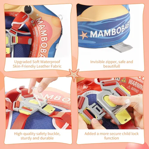 Miniatura 6 de Flotadores para bebé para piscina con dosel toldo de protección solar extraíble Mambobaby Float No Inflable Mejora Añadir cola Evitar Voltear Nueva