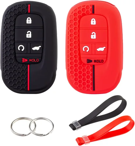 BE - Funda para llavero Honda, Civic de silicona con llavero compatible con Honda Accord Civic HR-V CR-V Pilot Sport SI EX EX-L Touring, carcasa de