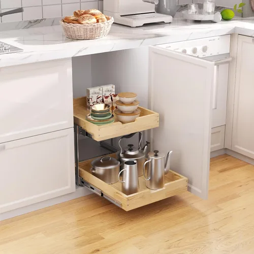 Miniatura 4 de Organizador de cajones extraíble de madera Sikarou 2 niveles 17 pulgadas de ancho x 21 pulgadas de profundidad, cajones deslizantes de alta 2 Corbata
