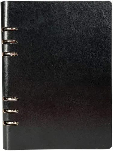 Cuaderno clásico A5 recargable de piel con 6 agujeros, organizador personal, organizador de cuadernos, reutilizable, multifuncional, color negro