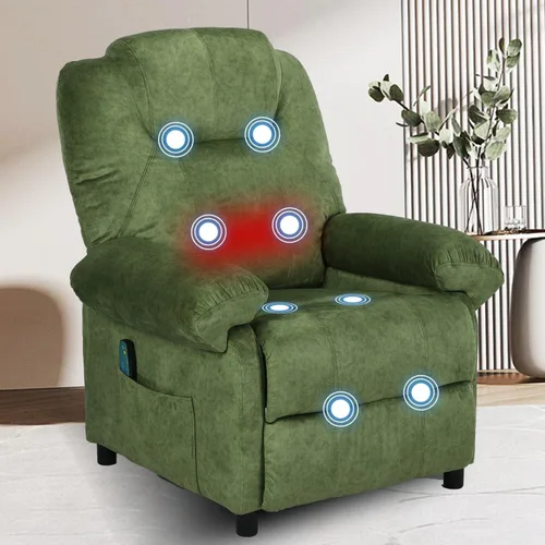 Silla reclinable con respaldo para sala de estar, silla reclinable con calefacción de tela de mediados de siglo, silla reclinable pequeña con calor