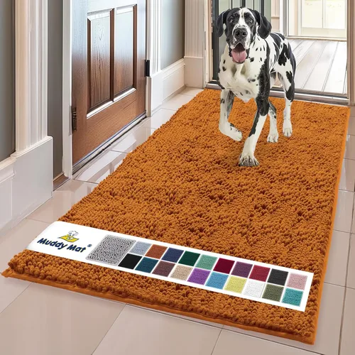 Miniatura 18 de Muddy Mat® Mostrado en la televisión - Tapete de microfibra súper absorbente para puerta de perro para patas fangosas, antideslizante y lavable