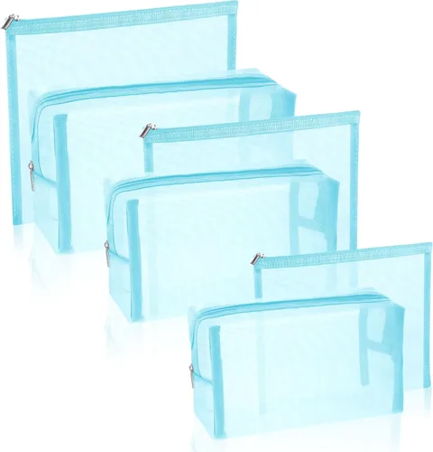 Miniatura 17 de 6 bolsas de maquillaje de malla, bolsa de cosméticos de malla, portátil, organizador de viaje, bolsa con cremallera, bolsas de maquillaje