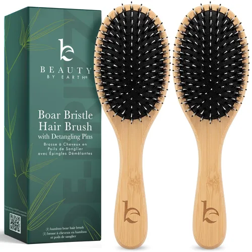 Miniatura 10 de Cepillo de cerdas de jabalí para mujeres y hombres, cepillo de pelo natural 100% cerdas suaves de jabalí para cabello fino y delgado