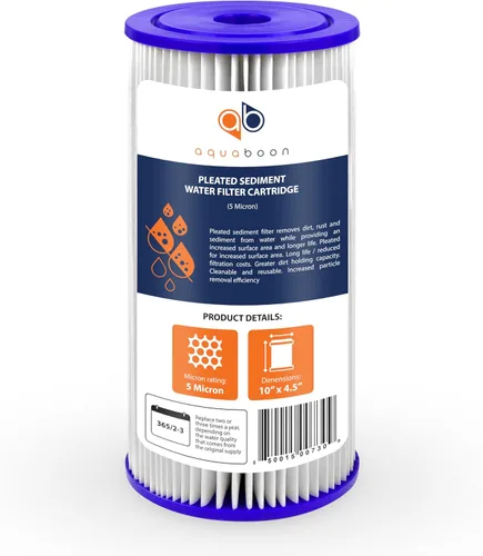 Miniatura 8 de Aquaboon, cartucho de filtro de agua para sedimentos plegados de 5 micrones, 10 x 4.5 - Reemplazo de filtro de agua para toda la casa - Filtros