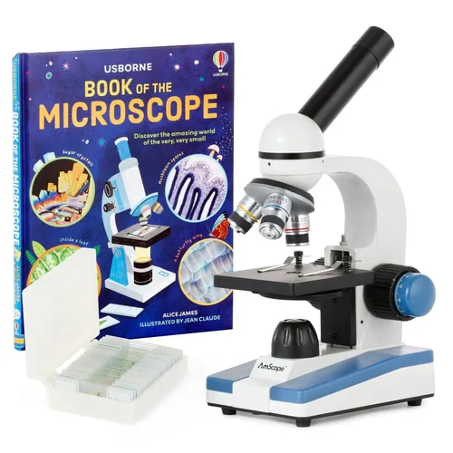 Miniatura 7 de AmScope - Juego de microscopio monocular compuesto para estudiantes 40X-1000X + Kit de preparación de diapositivas + Tarjetas de experimentos