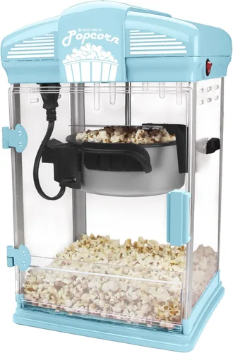 West Bend Stir Crazy pochoclera estilo cine, máquina para hacer palomitas de maíz gourmet con caldera antiadherente, herramienta de medición y Azul