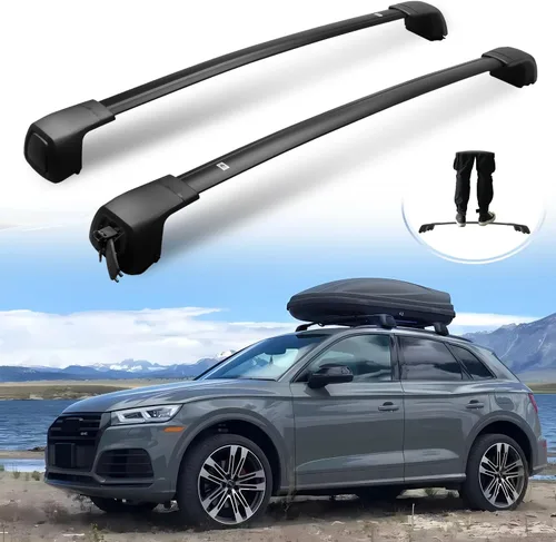 Miniatura 8 de Soportes de techo silenciosos para Audi Q3 2019-2025, diseño oculto con bloqueo, barras transversales negras resistentes para llevar kayak, esquí