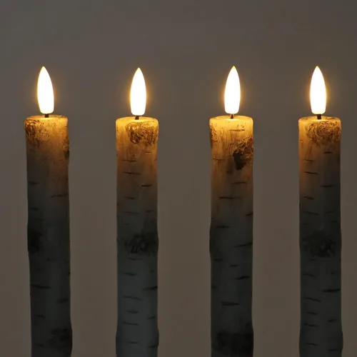 Miniatura 6 de Fanna - Velas cónicas sin llama de corteza de abedul, terminadas en cera real, parpadeantes, operadas por batería con control remoto