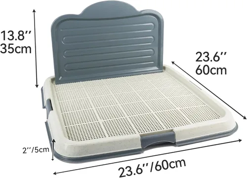 Miniatura 7 de Soporte para orina de perro con pared alta, bandeja grande de entrenamiento para cachorros con rejilla de malla y protector contra salpicaduras