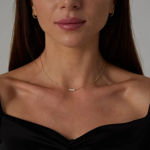 Miniatura 2 de BERISO Delicados collares de perlas para mujer, plata brillante, chapada en oro de 14 quilates, gargantilla de perlas con clip, cadena de caja
