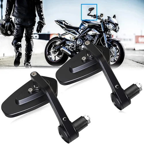 Espejos de extremo de barra – Universal 7/8 estándar azul lente retrovisor flecha lateral compatible con Sportster 883 Street Bike Dirt Bike chopper