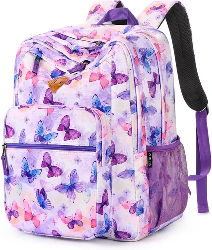 Miniatura 25 de ZORFIN - Mochila de 26 litros para la escuela, universidad y viajes, impermeable, con 8 compartimentos, Verde militar, Moderno