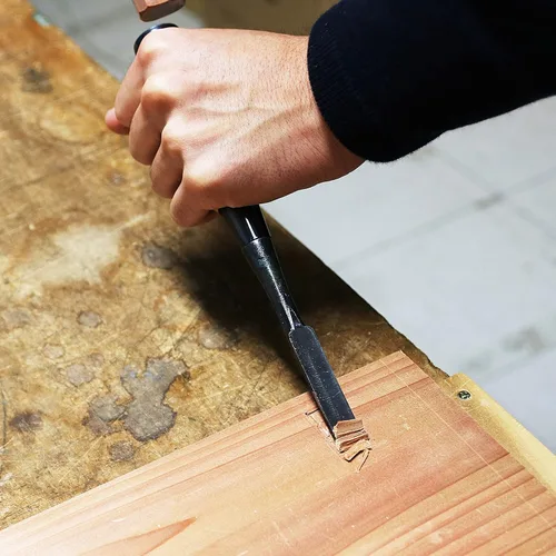 Miniatura 4 de KAKURI Cincel japonés de madera para carpintería 1" (24mm), hecho en JAPÓN, Cincel japonés profesional Oire Nomi (forjado a mano), hoja de acero