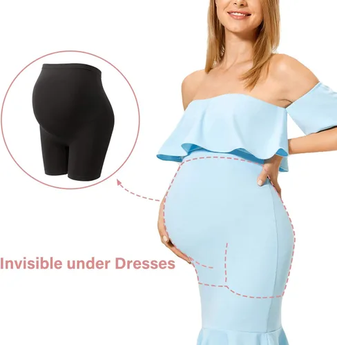 Miniatura 2 de Gratlin Fajas de maternidad sin costuras para mujer, pantalones cortos de embarazo, bragas de cintura alta, ropa interior a medio muslo